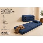 Mavi Katlanır Sünger Misafir Yer Yatağı ve Balkon Minderi 7cm - 90 × 190 cm