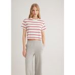 Mavi Kırmızı Çizgili Crop Tişört 1612260-86680 - S