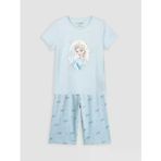 Mavi Kız Çocuk Elsa Baskılı Kaprili Pijama Takımı