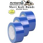 Mavi Koli Bantı 100 Metre 3 Adet 45Mm X 100 Metre Renkli Koli Bandı Extra Güçlü Formül Akrilik Koli Bandı