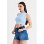 Mavi Kolsuz Bisiklet Yaka Crop Atlet 318 - S - M