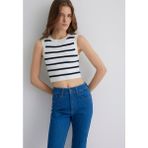 Mavi Kolsuz Triko Navy Blazer Stripe Kadın Kazak - Lacivert - XS