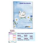 Mavi Kuğu Spiralli Günlük Planlama Defteri - 100 Sayfa - 17X24 Planlayıcı Defter
