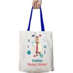 Mavi Kulplu Kişiye Özel Erkek Doktor Yıkanabilir Omuz Çanta