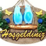 Mavi Kuşlu Hoşgeldiniz Yazılı Kapı Süsü