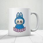 Mavi Labubu Baskılı Hediyelik Kupa - Beyaz - 300 ml
