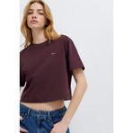 Mavi Logo Baskılı Bordo Tişört Crop/Kısa Kesim 1613984-70223