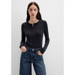 Mavi M1613652-80022 Düğme Detaylı Siyah Uzun Kollu T-Shirt Kadın Tişört