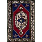 Mavi Madalyon Modern Geometrik Etnik Eskitme Desenli Boho Makinada Yıkanabilir Hafif Hav Toz Vermez Leke Tutmaz Kaymaz Taban Dijital Makine Baskı Halı Oturma Odası Salon Yolluk Koridor Mutfak Halısı
