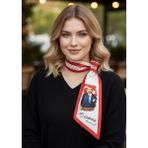 Mavi Masal Atatürk Fotoğraflı ve Imzalı Kravat Fular - 001-Beyaz