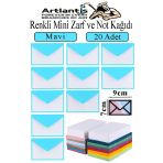 Mavi Mini Zarf 7X9 Cm Not Kağıtlı 20 Adet Küçük Mavi Zarf Mektup Oyun Zarfı Doğum Günü Dilekleri Zarfı Canlı Renk