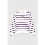 Mavi Mor Çizgili Logo Baskılı Sweatshirt 7S10038-88138 Kız Çocuk Uzun Kol Rahat Kesim Renkli Tasarım - Mor - Beyaz - 5 - 6 Yaş