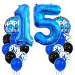 Mavi Numara 15 Parti Balonu Lateks Balonlar 15 Balon Dekor Folyo Yıldız Kalp 15 Balon Uzun Balonlu Mutlu 15. Doğum Günü Partisi Yıldönümü 15. Kız Erkek Kadın Erkek Mezuniyet Partisi Dekoru