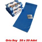 Mavi Orta Boy Çöp Poşeti 55X60 cm – 20 Rulo / 400 Adet - 55 x 60 cm
