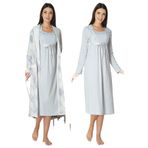 Mavi Pamuklu Hamile Lohusa Sabahlık Ve Gecelik Takım, XL, EF8085-198IGP101625