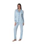 Mavi Pamuklu Önden Düğmeli Kadın Pijama Takımı Effort, 2XL, EF8097-198IGP101340
