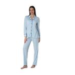 Mavi Pamuklu Önden Düğmeli Kadın Pijama Takımı Effort, 3XL, EF8097-198IGP101341