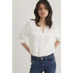 Mavi Pamuklu Regular Fit V Yaka Bayan Bluz 121357-22937 EKRU
