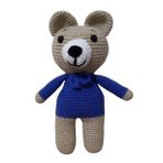 Mavi Papyonlu Sevimli Minis Ayicik Uyku Arkadasi Amigurumi Organik Oyuncak