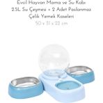 Mavi Paslanmaz Çelik Kedi Köpek Mama ve Su Kabı, 2,5l, 2 Adet - Seçenek 1