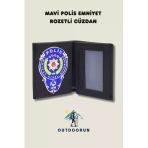 Mavi Polis Emniyet Rozetli Cüzdan