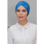 Mavi Pratik Hazır Geçmeli Tesettür Bone Sandy Kumaş Çapraz Büzgülü 1801_34