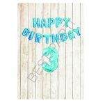 Mavi Puanlı Happy Bırthday ve Rakam Folyo Balon Seti Yaş 3