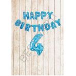 Mavi Puanlı Happy Bırthday ve Rakam Folyo Balon Seti Yaş 4