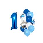 Mavi Rakam Balon Pullu Şeffaf Balon Seti Yaş 1