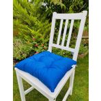 Mavi Renk Pamuklu Kumaş Pofidik Kare Dekoratif Sandalye Minderi 35x35 Cm, Bağcıklı Sandalye Minderi