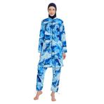 Mavi Renk Zarafeti ve Paraşüt Kumaş Tam Kapalı Tesettür Mayo R070 Nil (Koyu Lacivrert, 3XL)