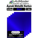 Mavi Renkli 35X50 Metalik Aynalı Fon Kartonu 5 Adet 1 Paket Artmaster Metalik Aynalı Fon Kartonu