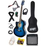Mavi Renkli Amfili Elektro Akustik Gitar Seti - Full Set