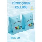 Mavi Renkli Desensiz, Üçgen Kolluk 3-6 Yaş İçin Yüzme Kolluğu, Deniz ve Havuz Aksesuarları