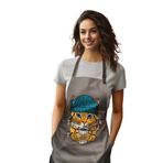 Mavi Şapkalı Kedi Desenli Mutfak Önlüğü, Aşçı Önlüğü, Garson Önlüğü, Restoran Önlük