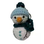 Mavi Şapkalı Maskot Kardan Adam Amigurumi Organik Anahtarlık Oyuncak