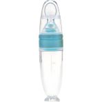 Mavi Sıkma Silikon Hazneli Kaşıklı Bebek Biberonu 90 ml - Ahşap - Ceviz