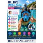 Mavi Siyah Full Face Şnorkel Maske S/M Beden 8-14 Yaş Çocuk Tam Yüz Dalış Seti Katlanabilir