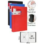 Mavi Siyah Kırmızı Sunum Dosyası 40 Lı 3 Adet Poşet Dosyalı Katalog Dosyası 40 Poşetli Kendinden Dosya Plastik Kapaklı