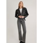 Mavi Siyah Suni Deri Crop Ceket 1110375-900 - Siyah-900