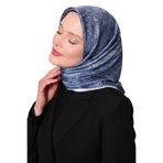 Mavi Soyut Etnik Desen Twill İpek Eşarp
