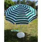 Mavi Su Dünyası Plaj Deniz Balkon Şemsiyesi | %100 Pamuk Branda Kumaşlı Şemsiye | Bidon Dahil | Eğilebilir | 2 Metre Şemsiye | 10 Telli Şemsiye - 200 cm - Yeşil