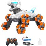 Mavi Su Dünyası Uzaktan Kumandalı Full Fonksiyon 8 Teker Buharlı 2.4g Şarjlı Dinozor Araba Robot - Renkli