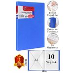 Mavi Sunum Dosyası 10 Lu 2 Adet Poşet Dosyalı Katalog Dosyası 10 Poşetli Kendinden Dosya Plastik Kapaklı