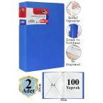 Mavi Sunum Dosyası 100 Lü 2 Adet Poşet Dosyalı Katalog Dosyası 100 Poşetli Kendinden Dosya Plastik Kapaklı