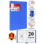 Mavi Sunum Dosyası 20 Li 3 Adet Poşet Dosyalı Katalog Dosyası 20 Poşetli Kendinden Dosya Plastik Kapaklı
