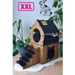 Mavi Trend Büyük Kedi Evi Xxl Teraslı Kedi Evi 5kg ve Üzeri Kediler Için Xxl Siyah