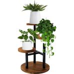 Mavi Trend Çiçeklik 3 Raflı Saksılık Dekoratif 3 Raflı Çiçeklik Metal Doğal Ahşap Saksılık Çiçek Rafı Daire Model