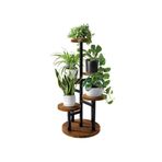 MAVİ TREND Çiçeklik 5 Raflı Saksılık Dekoratif 5 Raflı Çiçeklik Metal Doğal Ahşap Saksılık Çiçek Rafı Daire Mod