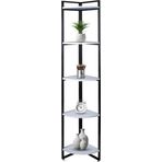 Mavi Trend Dekoratif Köşe Rafı 5 Raflı Metal Ve Ahşap Kitaplık Çiçeklik Saksılık 200x31 Cm
